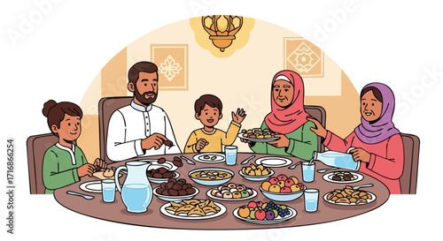 Ramadan Family Dinner with Dates and Food