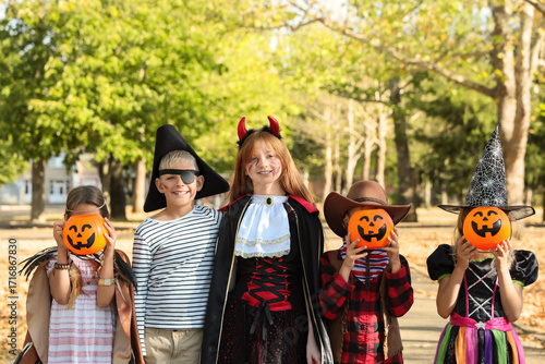 Group of little children dr...