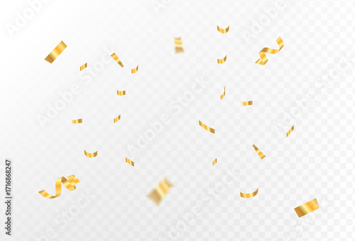gold metallic confetti and sparkling streamers burst dynamically, creating a festive and celebratory atmosphere for parties, events, and special occasions