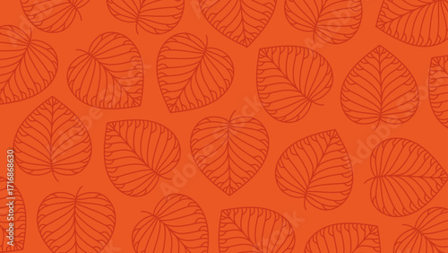 seamless leaves pattern love shape. Vector line art of leave with simple lines also with love shape pr wallpaper, poster, background and various purpose.