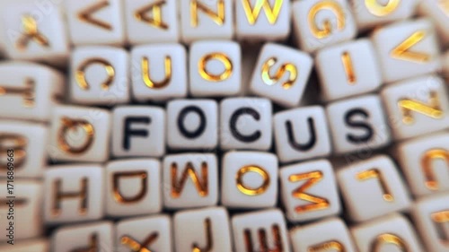 Focus Word Blocks Motivation and Concentration Concept.