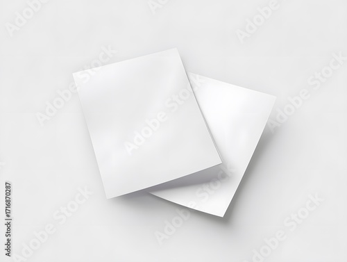 Wallpaper Mural Two blank white paper sheets mockup floating with soft shadows for design presentation. Torontodigital.ca