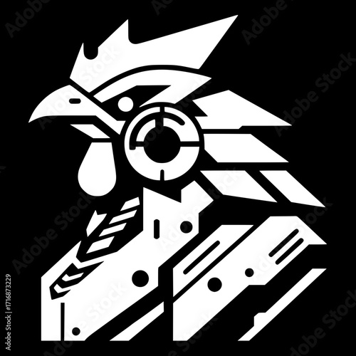 Futuristic rooster silhouette