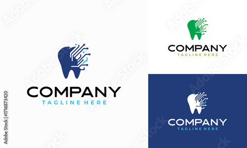 dental geometric tech logo vector icon illustration, Dental Clinic logo designs template