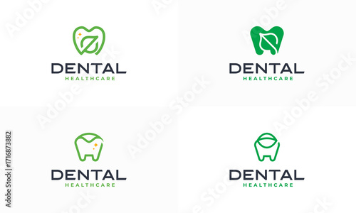 Set of Creative dental clinic logo vector. Dental Healthcare symbol icon with modern design style.