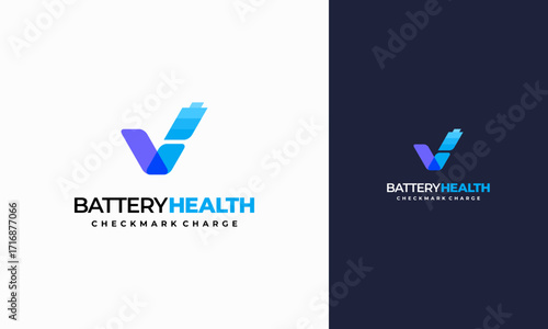 Battery Health Logo designs concept with Check symbol, Battery Technology logo symbol