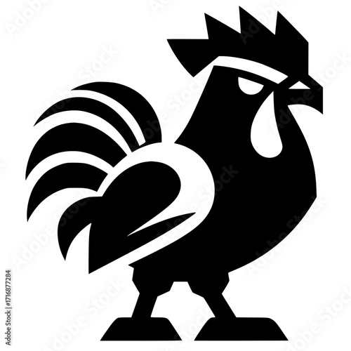 Flat rooster silhouette