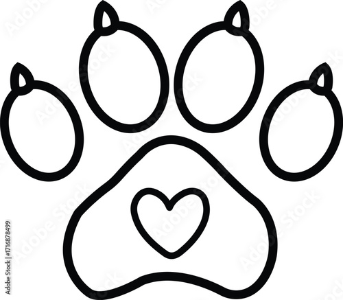 Dog paw print clip art design on plain white transparent isolated background for card, shirt, hoodie, sweatshirt, apparel, card, tag, mug, icon, poster or badge