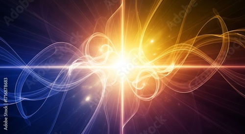 Radiant wave convergence effect, ethereal energy fusion illustration