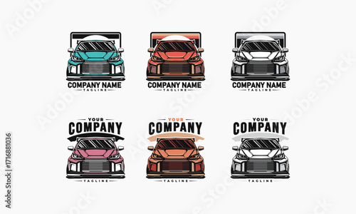 Six Variations of a Car Logo with Different Color Schemes