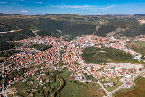 Panorama of Pljevlja, drone view. Montenegro