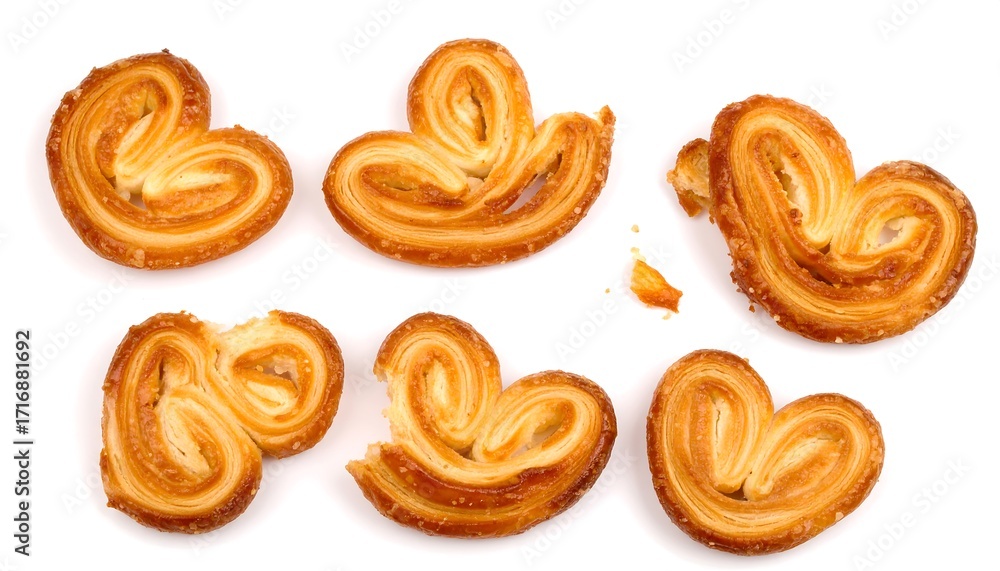 Fototapeta premium Heart-shaped pastries on white background