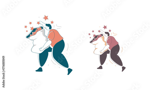 Two Individuals Carrying Bags Filled with Stars