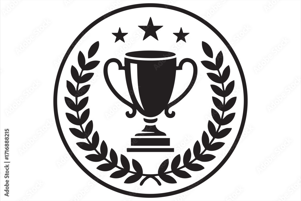 Obraz premium Black silhouette award cup icon representing victory, success, and achievement