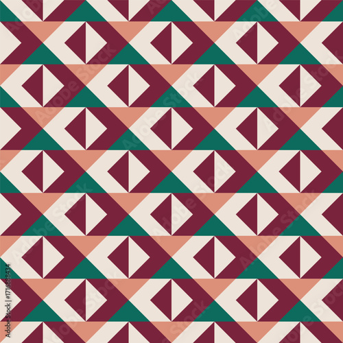 Geometric Flat Triangle and Diamond Repetitive Shapes Seamless Pattern Design
