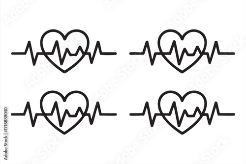 Comprehensive health vector icons of heart monitoring for fitness and wellness projects