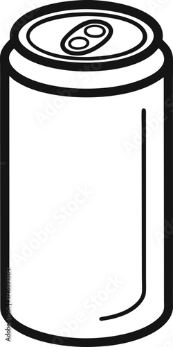 Simplified outline of a soda can, upright, black line art.
