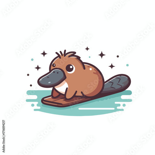 Platypus with a simple and minimalist flat design using a white background