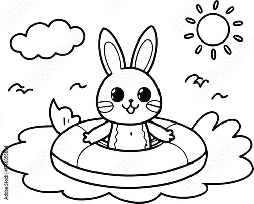 a rabbit  coloring book design 