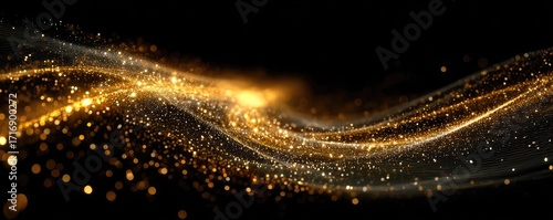 Wallpaper Mural Golden dust sparkles on dark black background concept. A captivating wave of shimmering golden lights on a black background. Torontodigital.ca