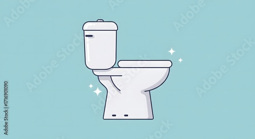 Sparkling Clean: Modern Toilet Icon Illustration on Teal Background