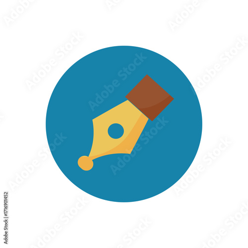 Flat design vector illustration of a fountain pen nib tool icon, symbolizing writing, editing, or graphic design.