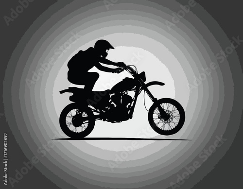 Silhouette of a biker doing freestyle tricks on his motorcycle vector silhouette set