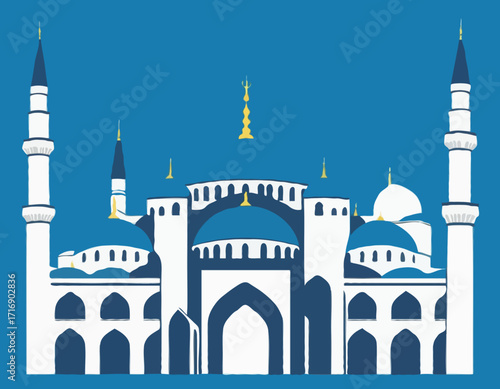 blue mosque silhouette