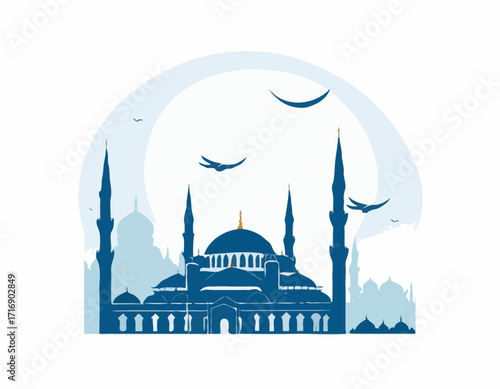blue mosque silhouette