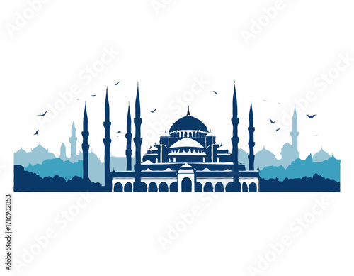 blue mosque silhouette