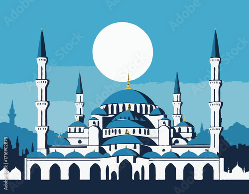 blue mosque silhouette