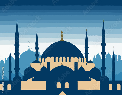 blue mosque silhouette