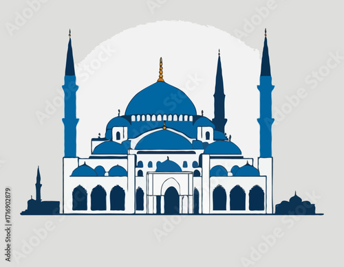blue mosque silhouette