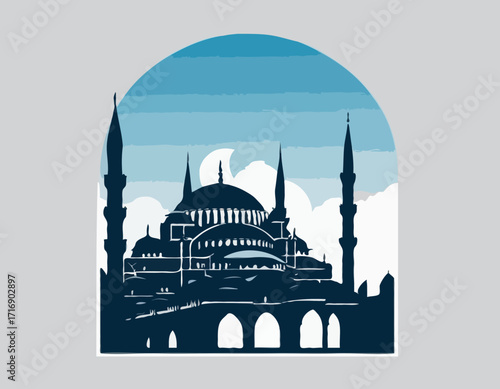 blue mosque silhouette