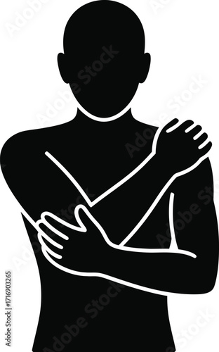 Man Shoulder Pain Silhouette Vector – Arm Injury Health Illustration