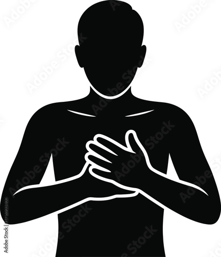 Man Chest Pain Silhouette Vector – Heart Attack Symptom Illustration