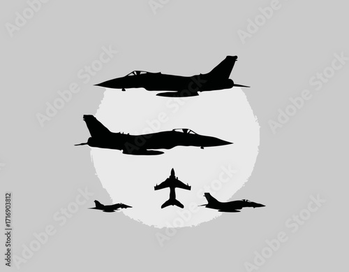 military jet fighter silhouettes