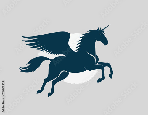 Winged horse vector silhouette flying pegasus icon unicorn silhouette