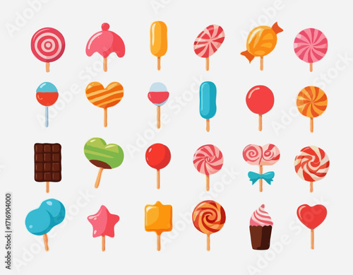 Sweet candy icon set. Simple set of sweet candy vector icons for web design on white background