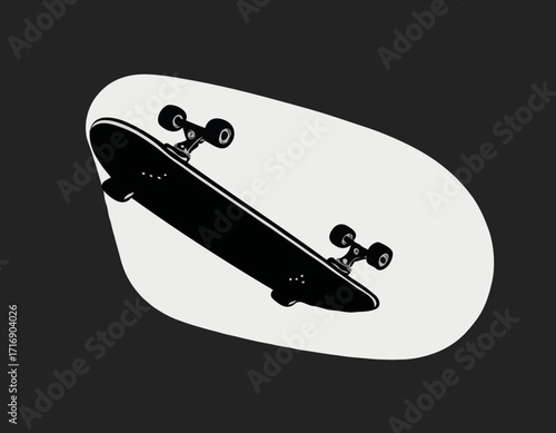 Skateboard icon silhouette vector, skateboard sport illustration
