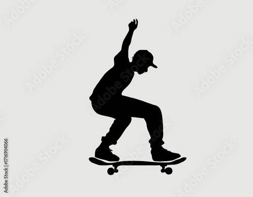 Skateboard icon silhouette vector, skateboard sport illustration