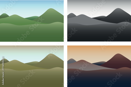 MOUNTAINS IN GRADIENT TONES AND BACKGROUND WITH SKY - HARMONIC