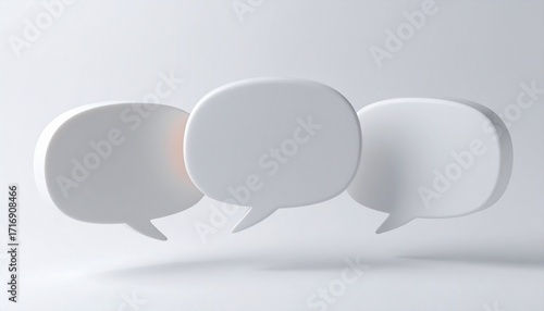 Three White Speech Bubbles on White Background