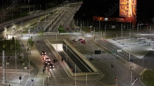 Wallpaper Mural road in city by night drone shot Torontodigital.ca