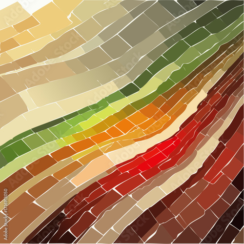 gothic cathedral stained-glass mosaic with flickering grain and glowing shards