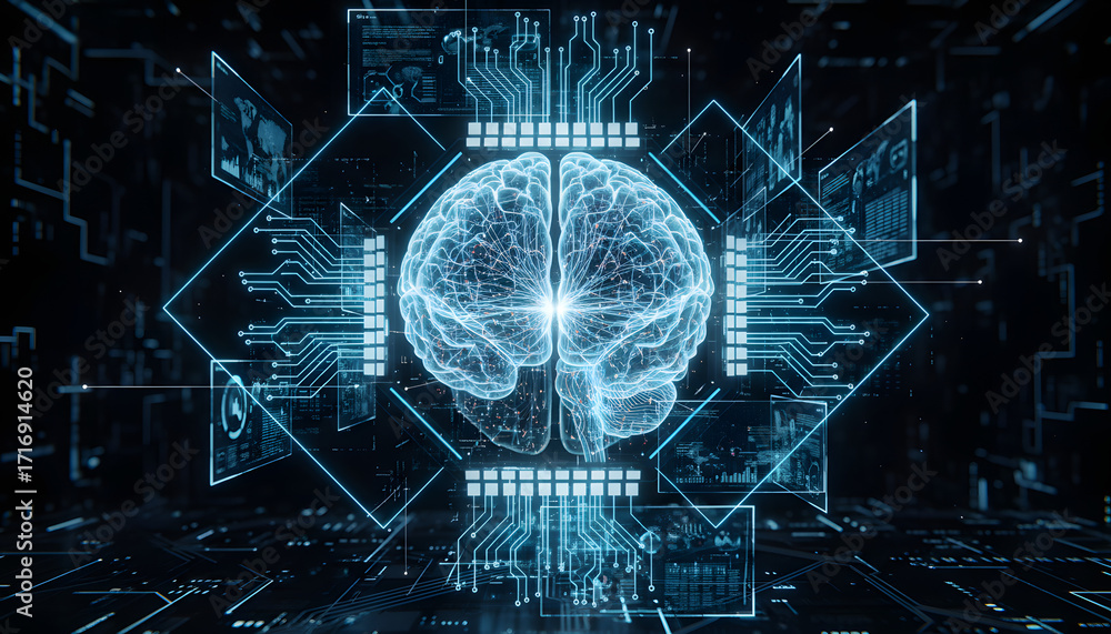 Fototapeta premium Artificial Intelligence Assistant Concept with Machine Learning and Big Data