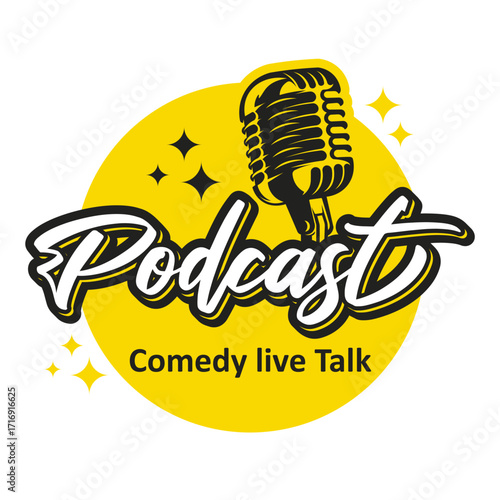 podcast everyday logo text solid yellow typography editable text effect font style template design