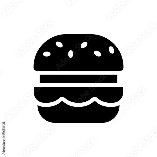 Hamburger solid icon. Burger symbol in flat style. Fast food pictogram for apps and web sites, infographic, restaurant and cafe menu, BBQ, party snacks. Vector illustration