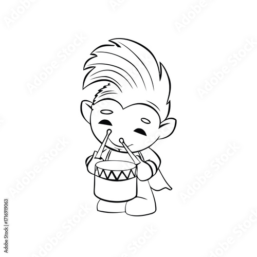 Black and white cartoon character coloring of a happy boy with a number of primary age
