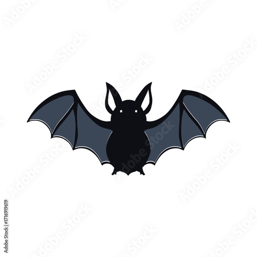 Cute cartoon bat with spread wings, a charming and friendly digital vector illustration for animal themes.
